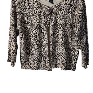 Grace Elemenys One Button Sweater, Cream and Brown, Size XL